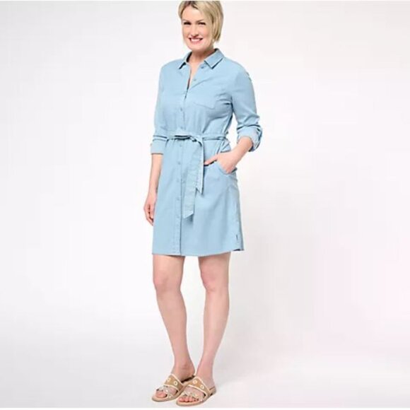 Isaac Mizrahi Live! Dresses & Skirts - Isaac Mizrahi Live! Petite Bridgehampton Stretch Dress-Light Indigo-Petite Large